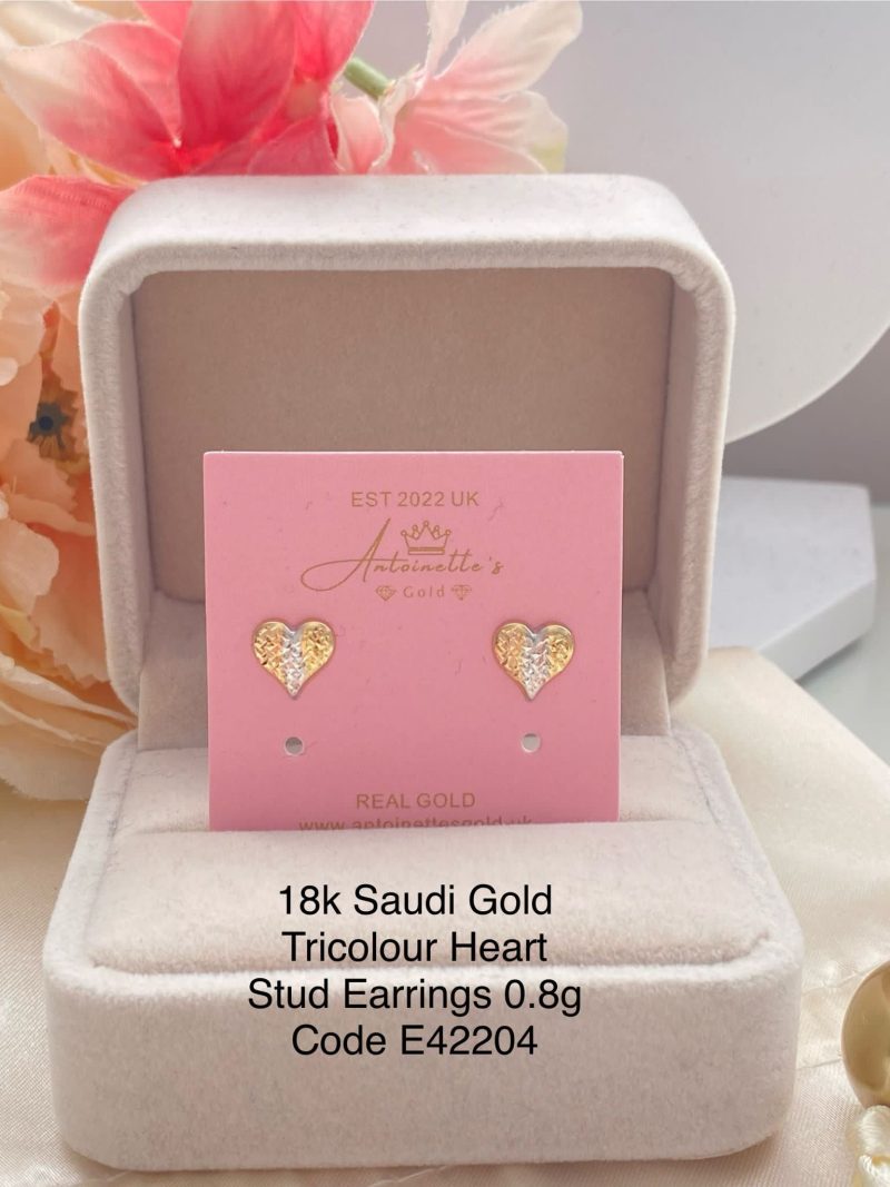E42204 Tricolour Heart Stud Earrings
