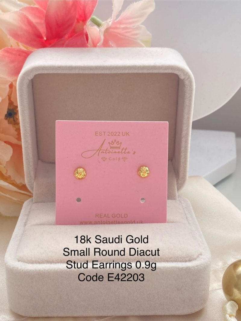 E42203 Small Round Diacut Stud Earrings