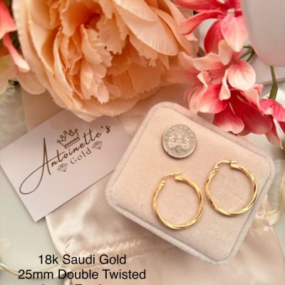 E42392 25mm double twisted loop earrings