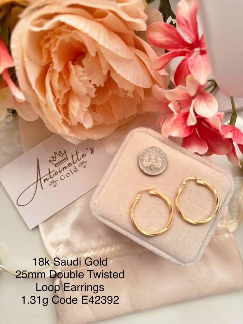 E42392 25mm double twisted loop earrings