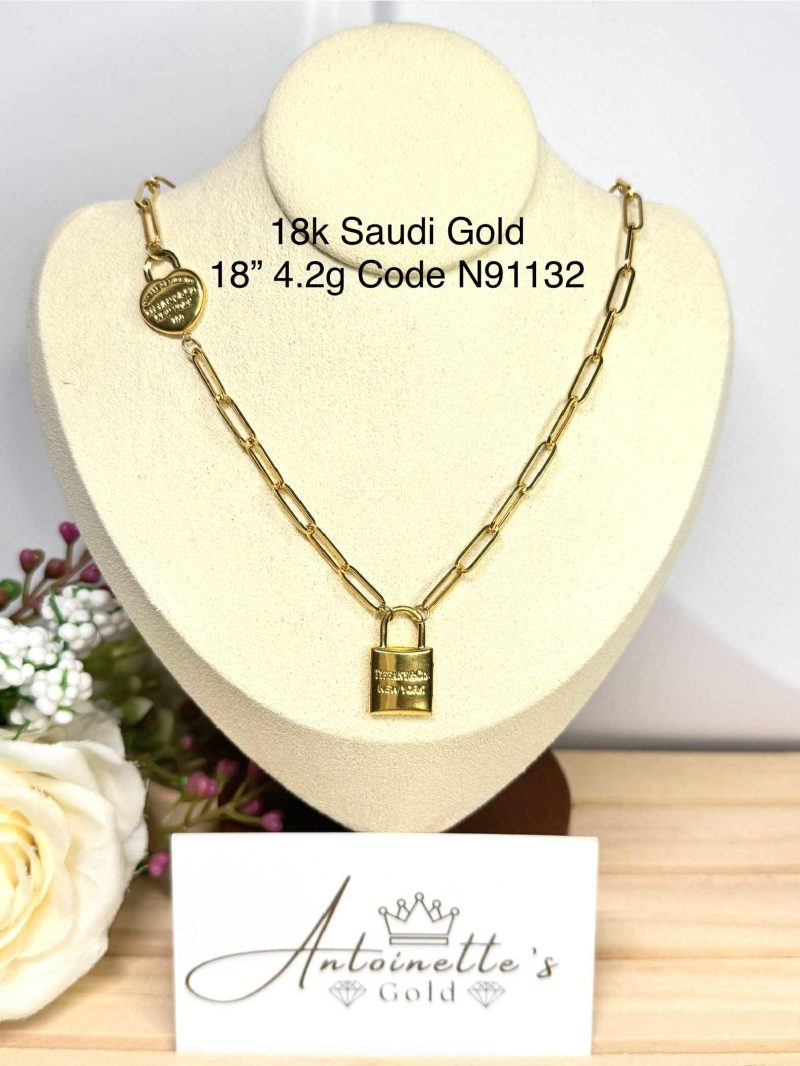N91132 Paperclip with lock pendant 18"