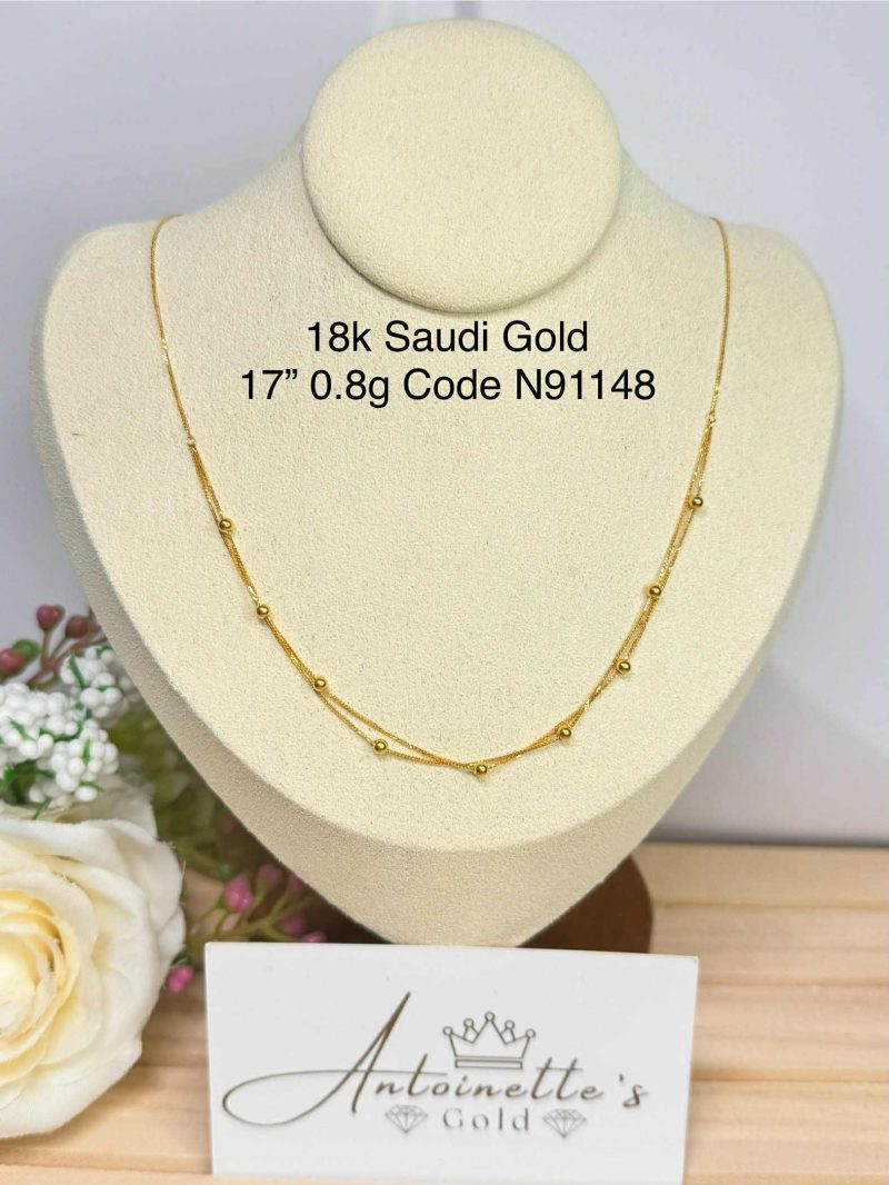 N91148 Double Layer Station Necklace 17"
