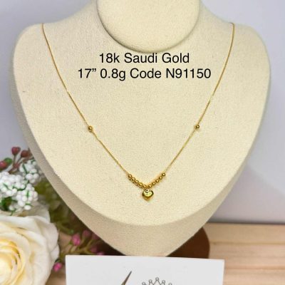 N91150 Running Beads w/ heart pendant 17"