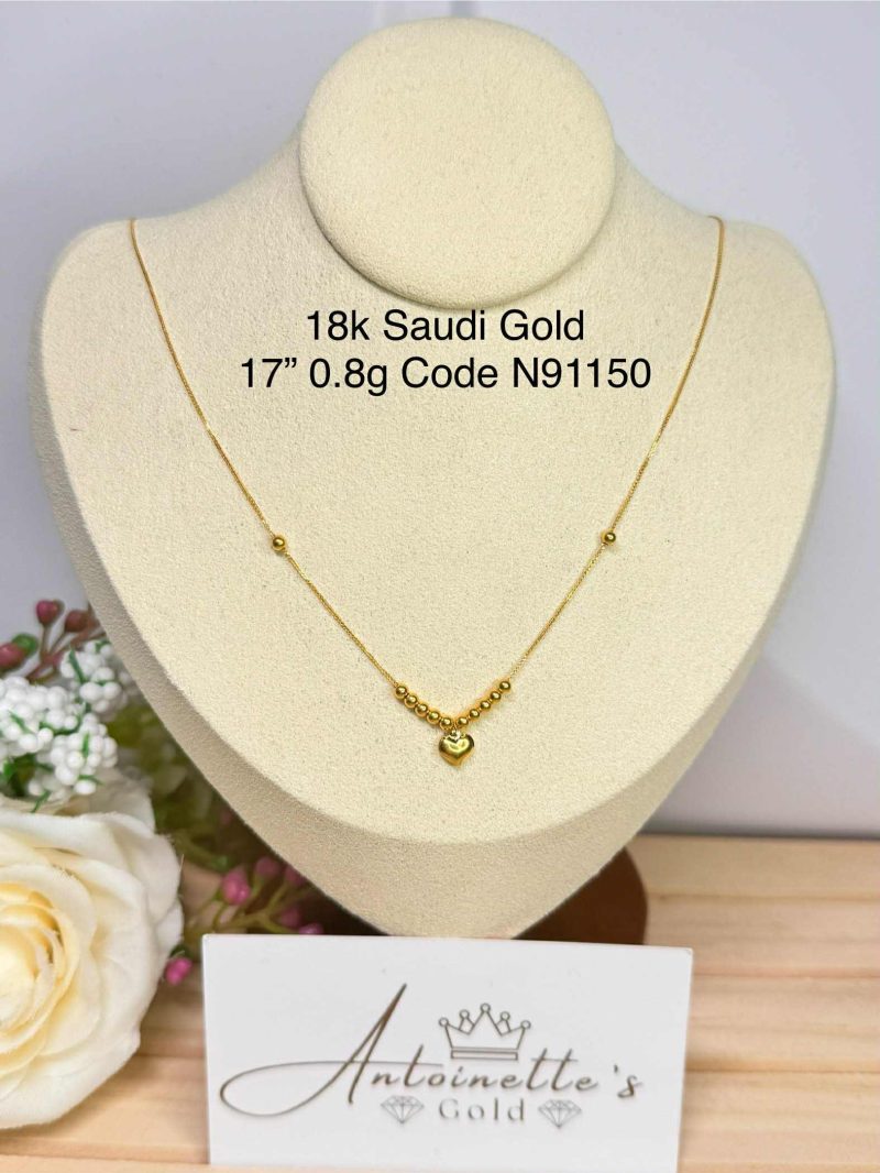 N91150 Running Beads w/ heart pendant 17"