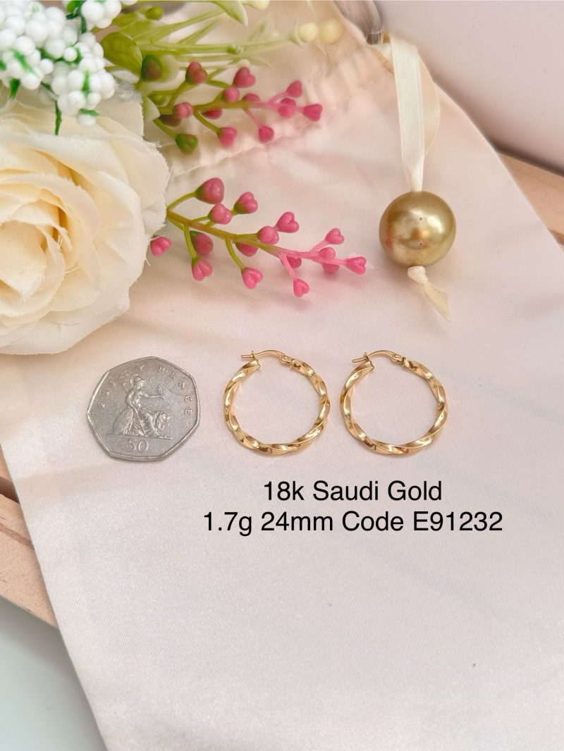 E91232 24mm Loose Twisted Loop Hoop Earrings