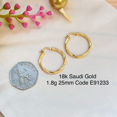 E91233 25mm Double Twisted Loop Hoop Earrings