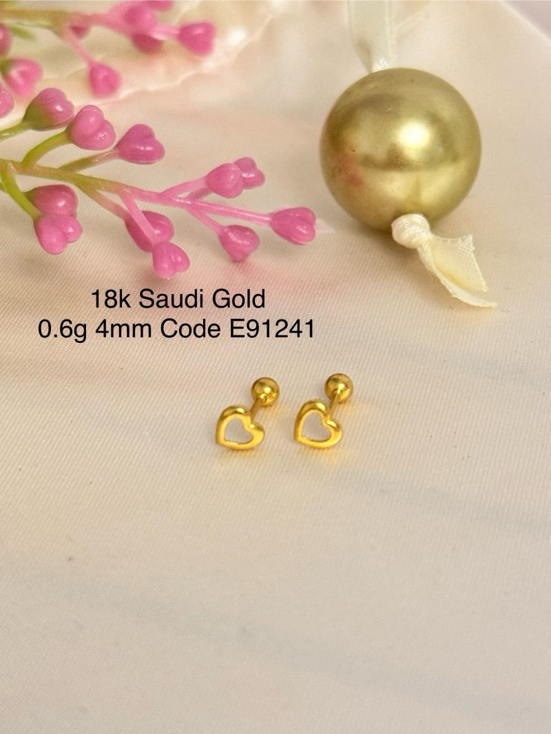 E91241 4mm Open Heart Screw Lock Stud Earrings