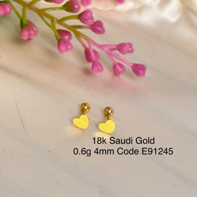 E91245 Flat Heart Screw Lock Stud Earrings Adults Kids