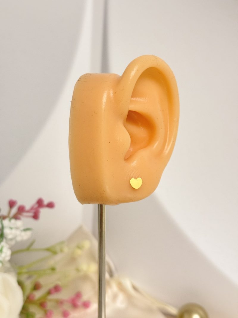 E91245 Flat Heart Screw Lock Stud Earrings Adults Kids - Image 3