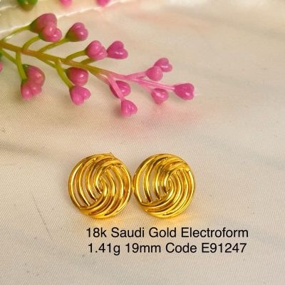 E91247 19mm Electroform Whirlwind Elegant Stud Earrings