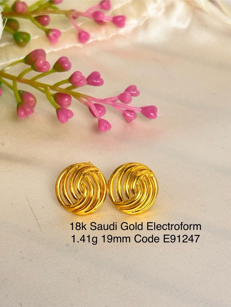 E91247 19mm Electroform Whirlwind Elegant Stud Earrings