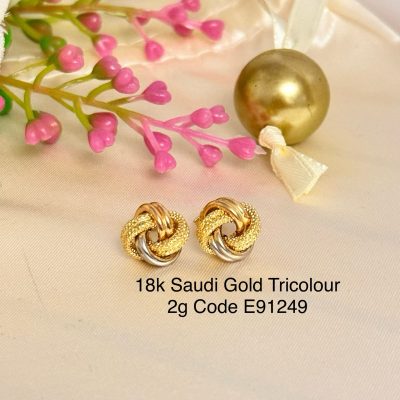 E91249 Large Tricolour Knot Stud Earrings