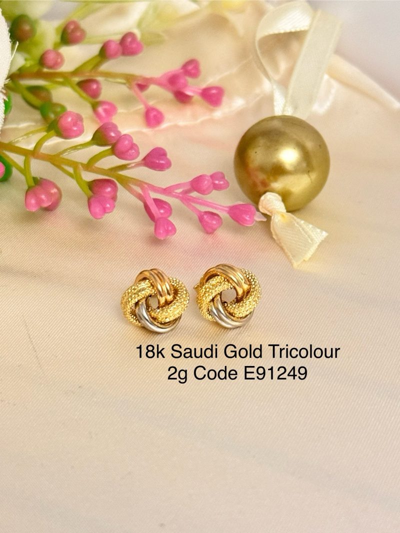 E91249 Large Tricolour Knot Stud Earrings