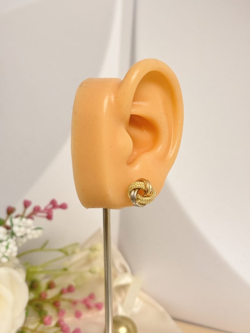 E91249 Large Tricolour Knot Stud Earrings - Image 3