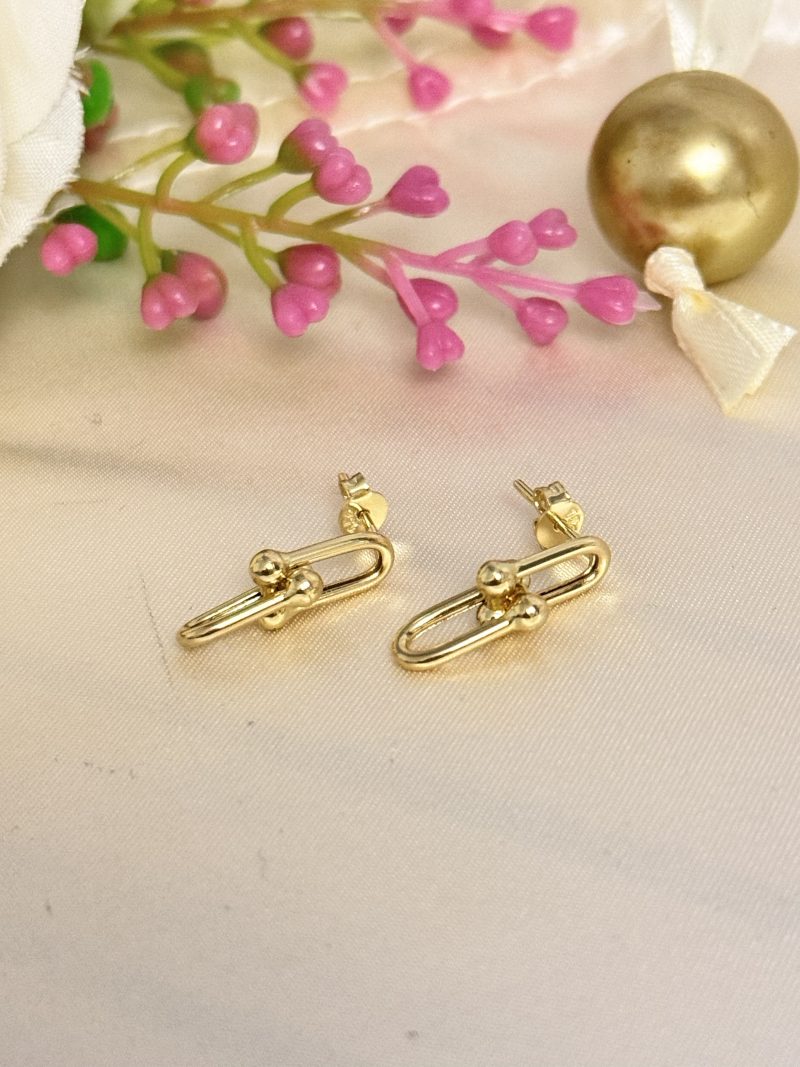 E91252 Hardware Style Drop Link Stud Earrings - Image 4