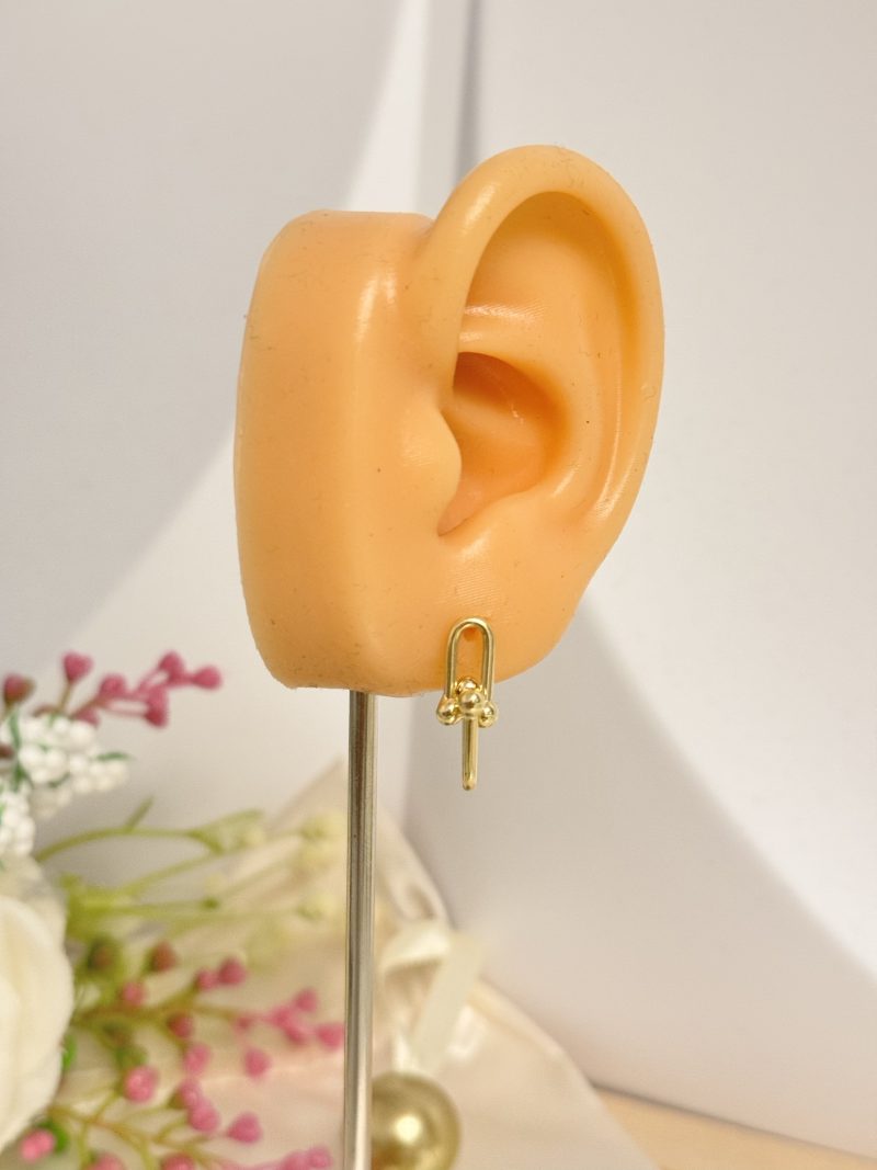 E91252 Hardware Style Drop Link Stud Earrings - Image 2