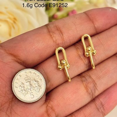 E91252 Hardware Style Drop Link Stud Earrings