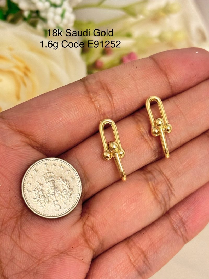 E91252 Hardware Style Drop Link Stud Earrings