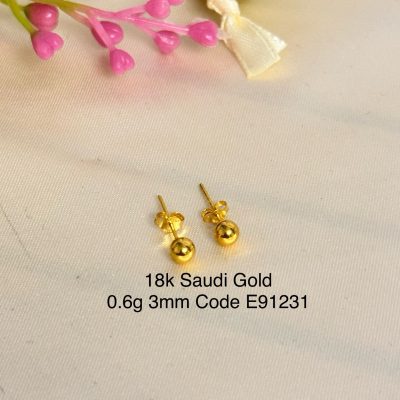 E91231 3mm Round Stud Earrings