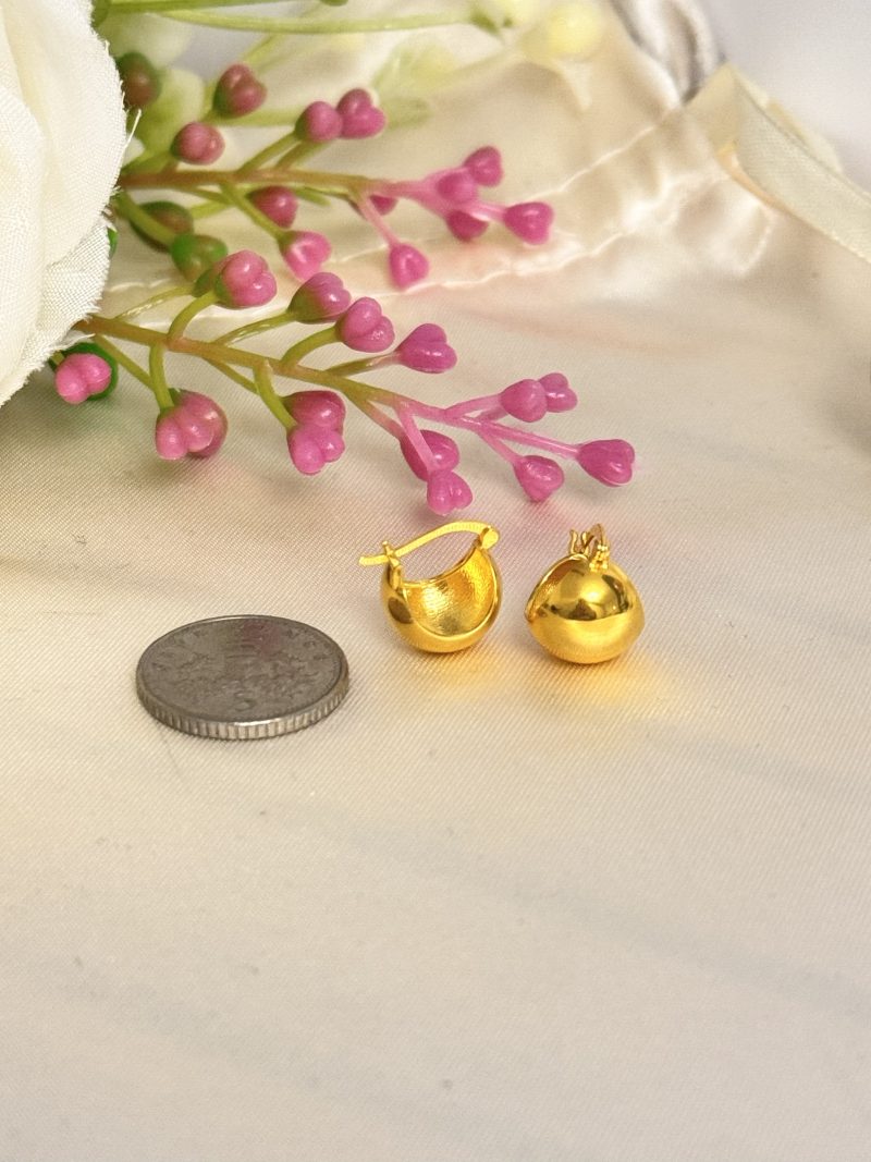 E91576 10mm Dome Ear Hugger Huggie Hoop Loop Earrings - Image 5