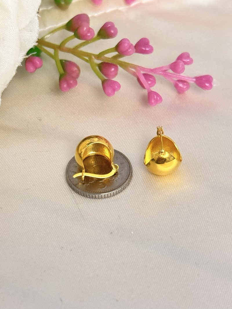 E91576 10mm Dome Ear Hugger Huggie Hoop Loop Earrings - Image 3