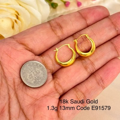 E91579 13mm Moon Shaped Hoop Loop Earrings