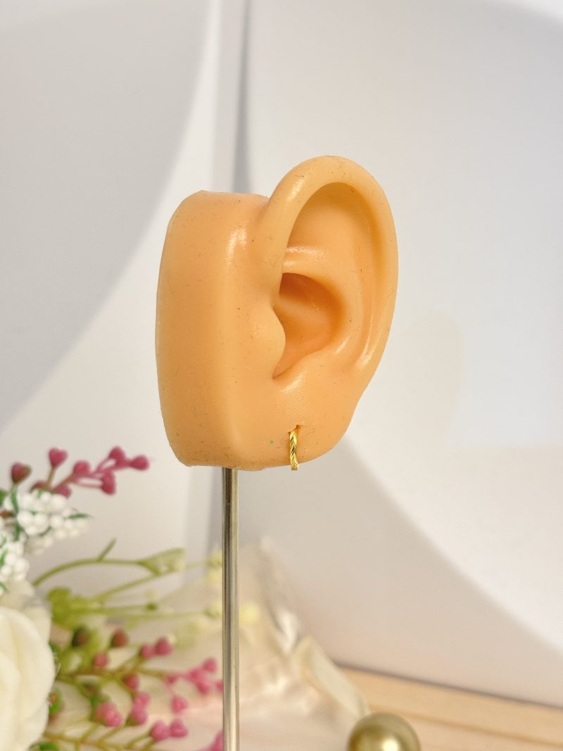 E91580 9mm Mini Patterned Hoop Loop Earrings - Image 4