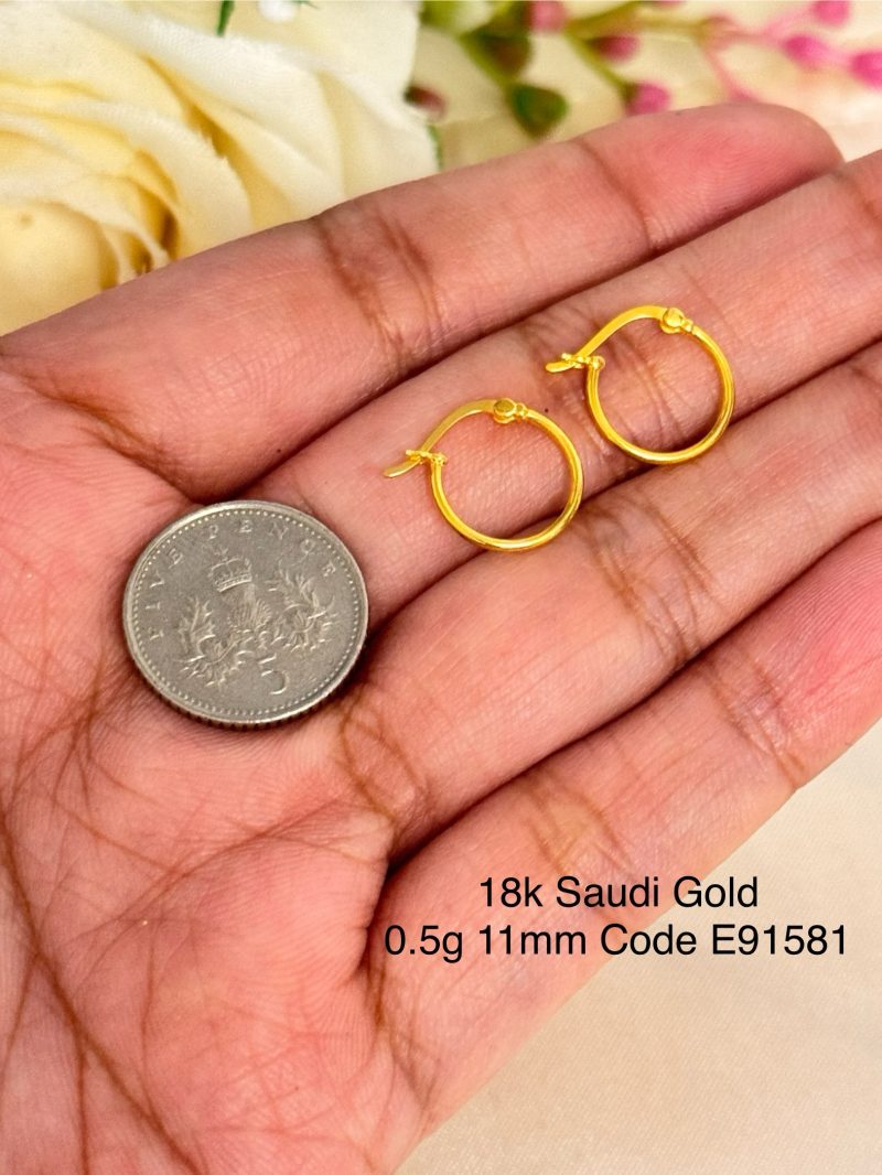 E91581 11mm Plain Thin Hoop Loop Earrings