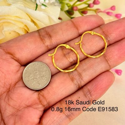 E91583 16mm Thin Twisted Minimalist Hoop Loop Earrings