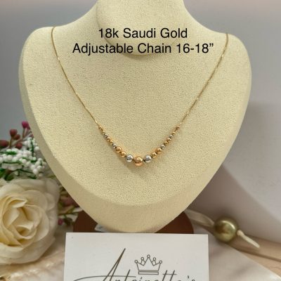 N92453 16-18” Adjustable Tricolour Bubble Necklace