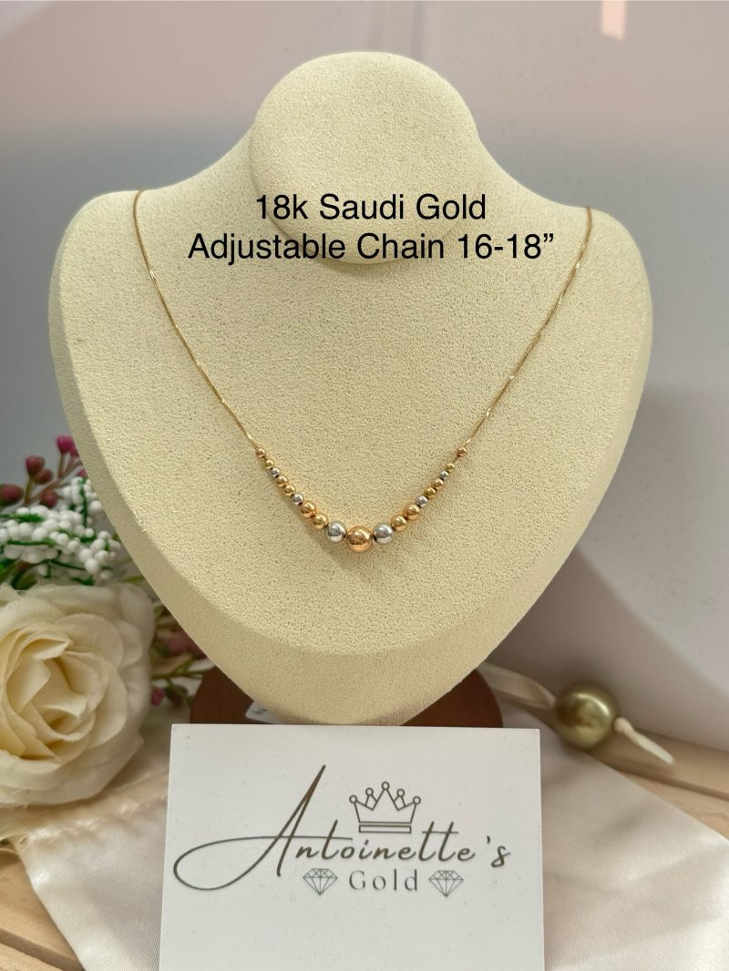 N92453 16-18” Adjustable Tricolour Bubble Necklace