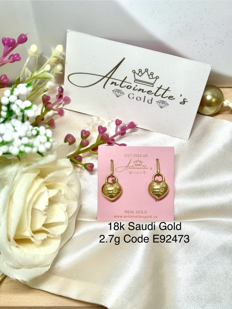 E92473 Heart Shaped Lock Dangling Earrings