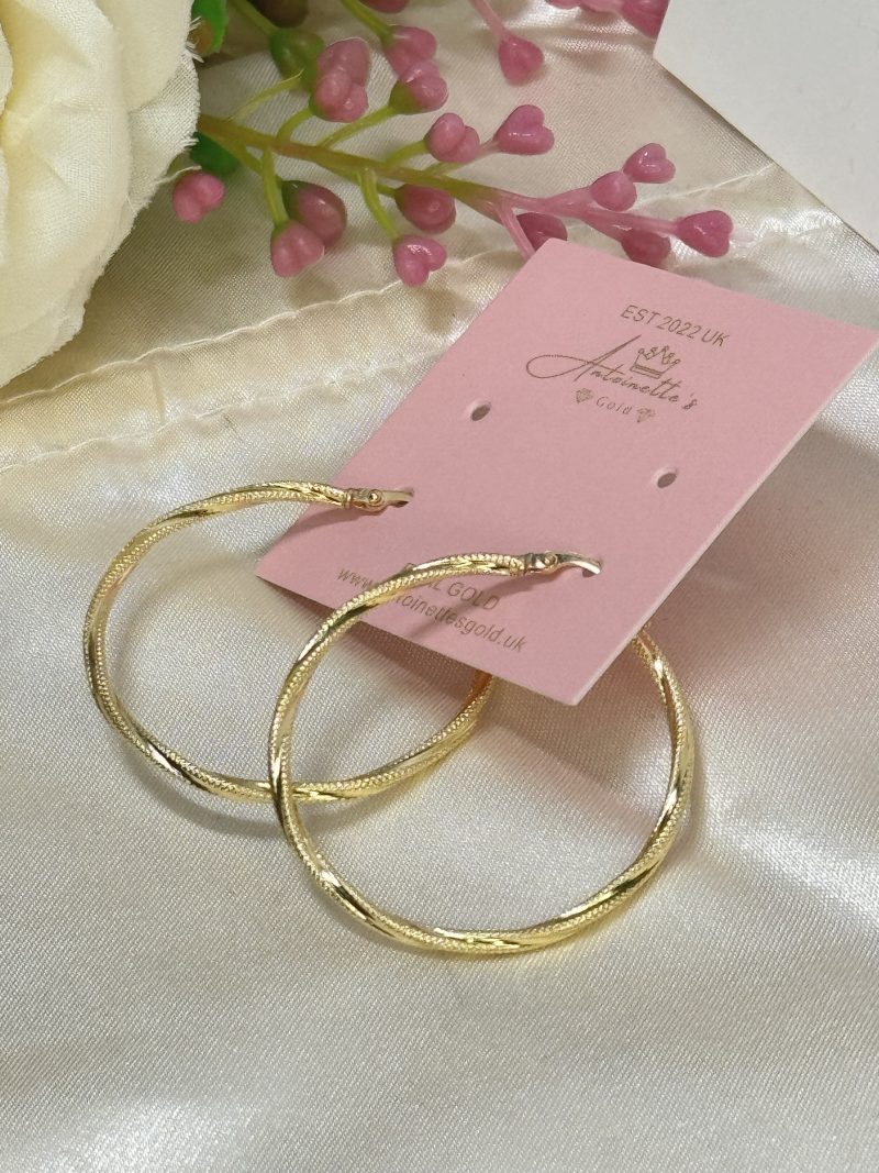 E92470 35mm Double Twisted Large Loop Hoop Earrings - Image 2