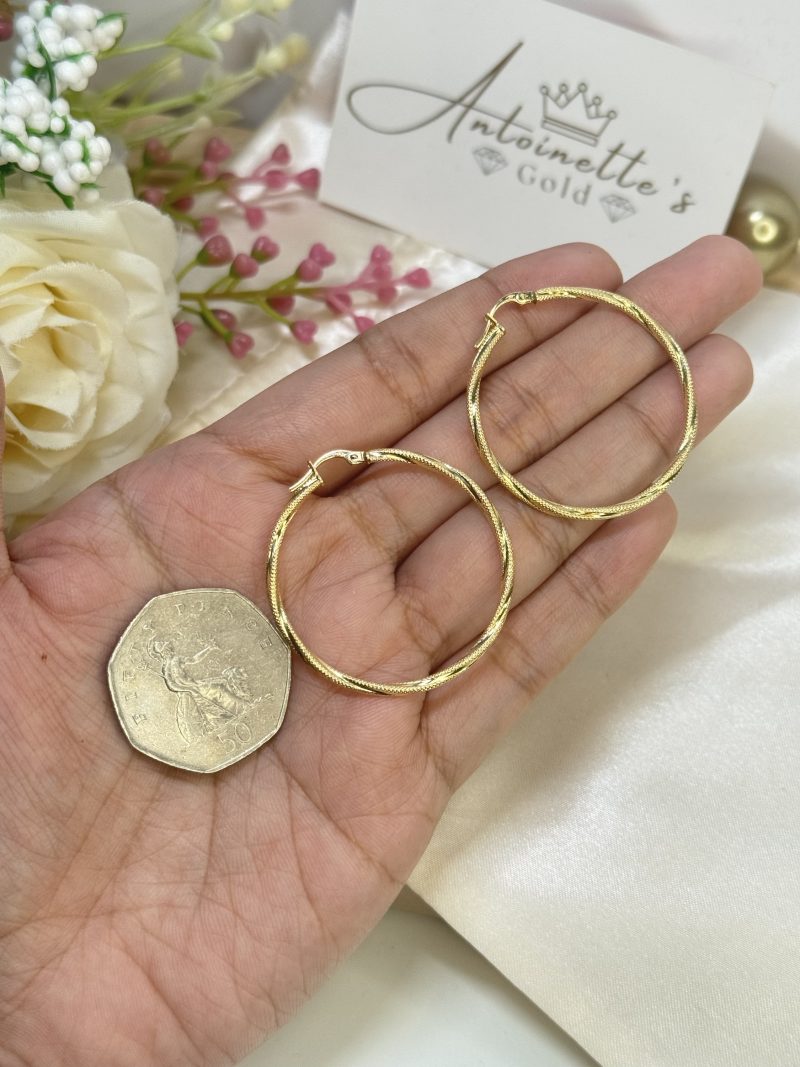 E92470 35mm Double Twisted Large Loop Hoop Earrings - Image 3