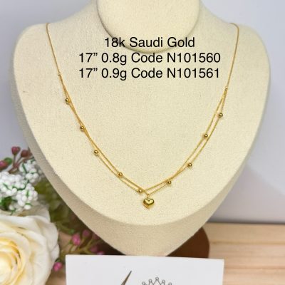 17” Double Layer Station Necklace with Heart Pendant