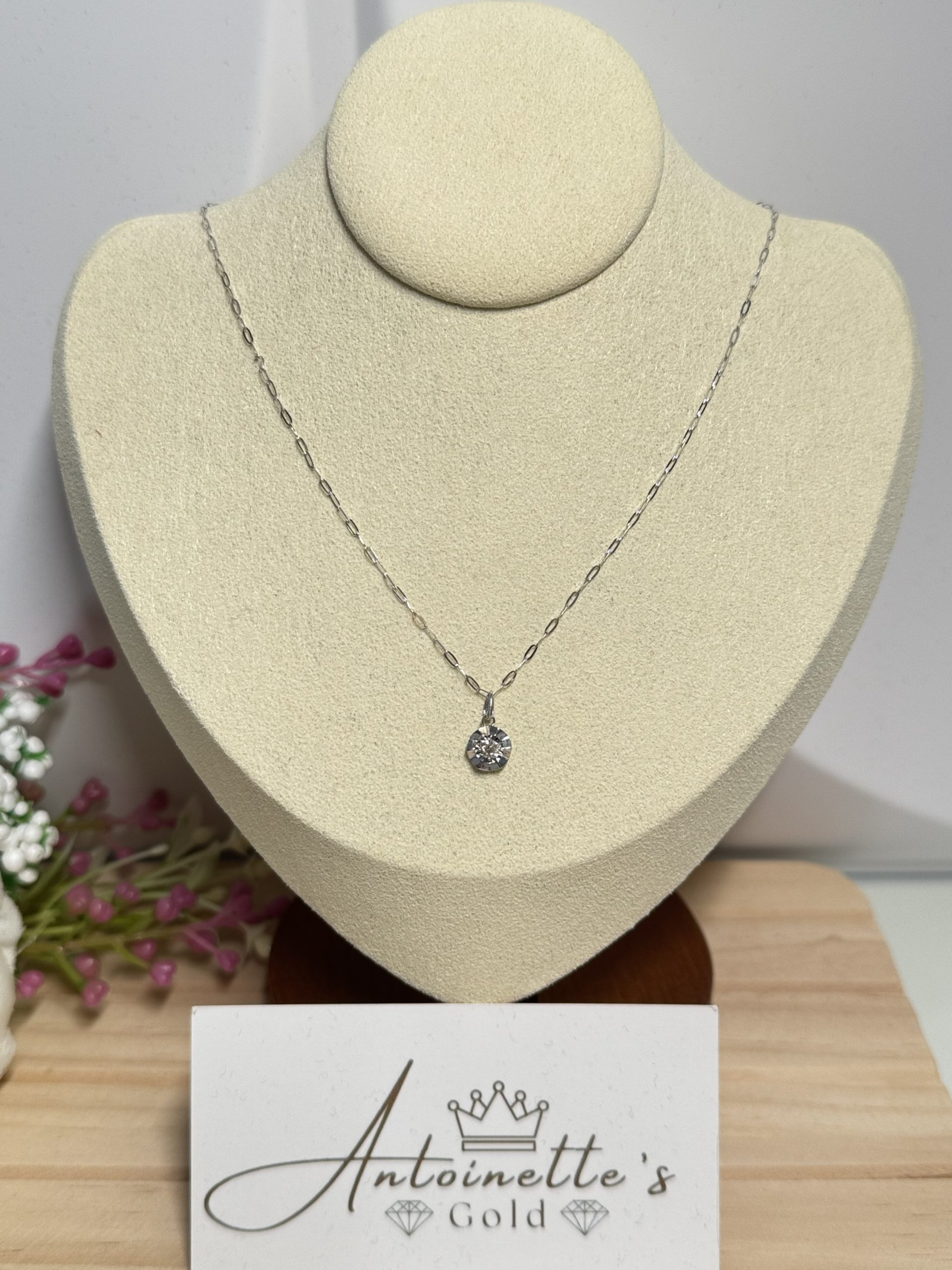 DN101560 18” White Japan Gold 0.10ct Natural Diamond Necklace