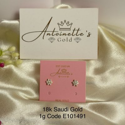E101491 Poinsettia Flower Screw Lock Stud Earrings