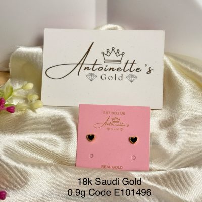 E101496 Heart Shaped Black Onyx Screw Stud Earrings