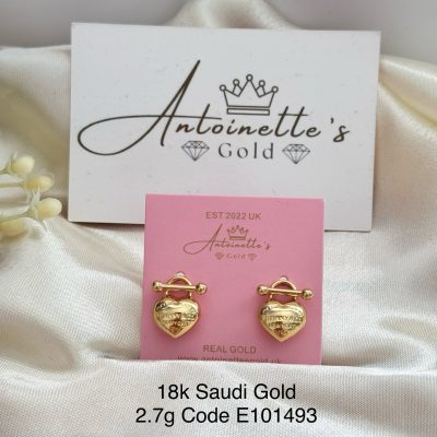 E101493 Designer Inspired Heart Lock Stud Earrings