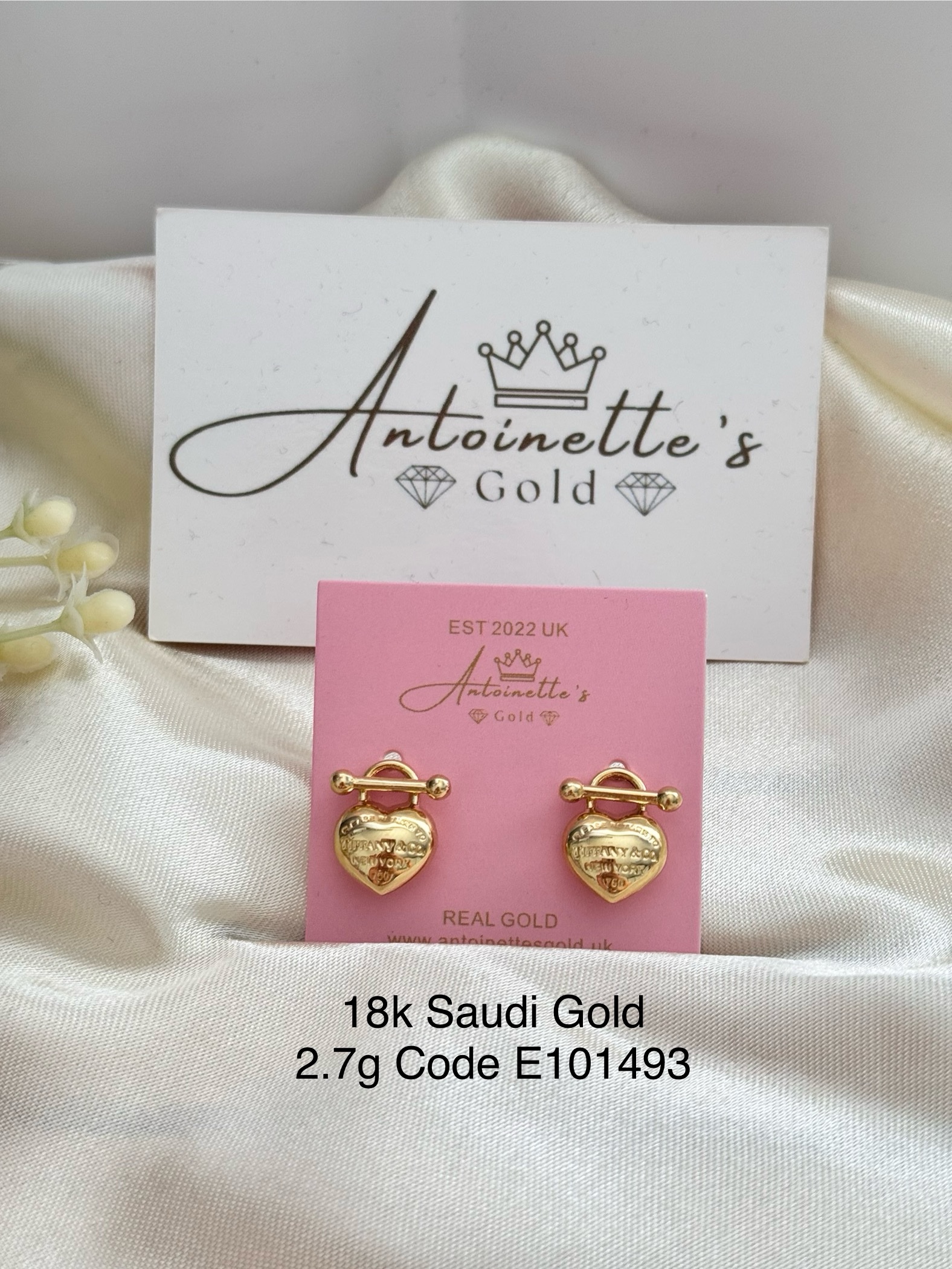 E101493 Designer Inspired Heart Lock Stud Earrings