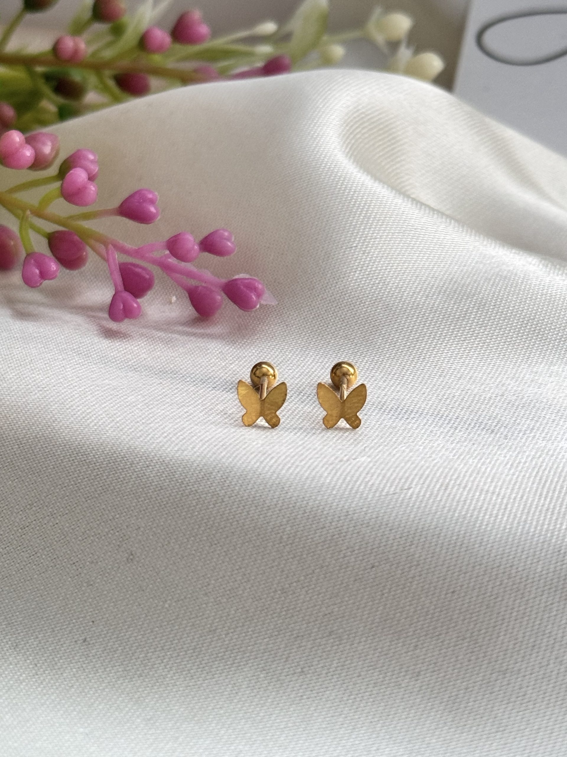 E101490 Butterfly Screw Lock Earrings - Image 2