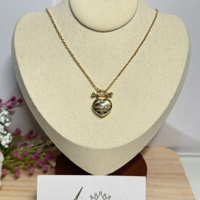 N101558 17” Tif & Co Inspired Heart Lock Centered Necklace