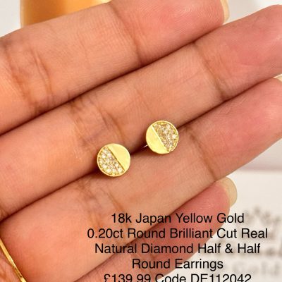 DE112042 Half & Half Diamond Earrings