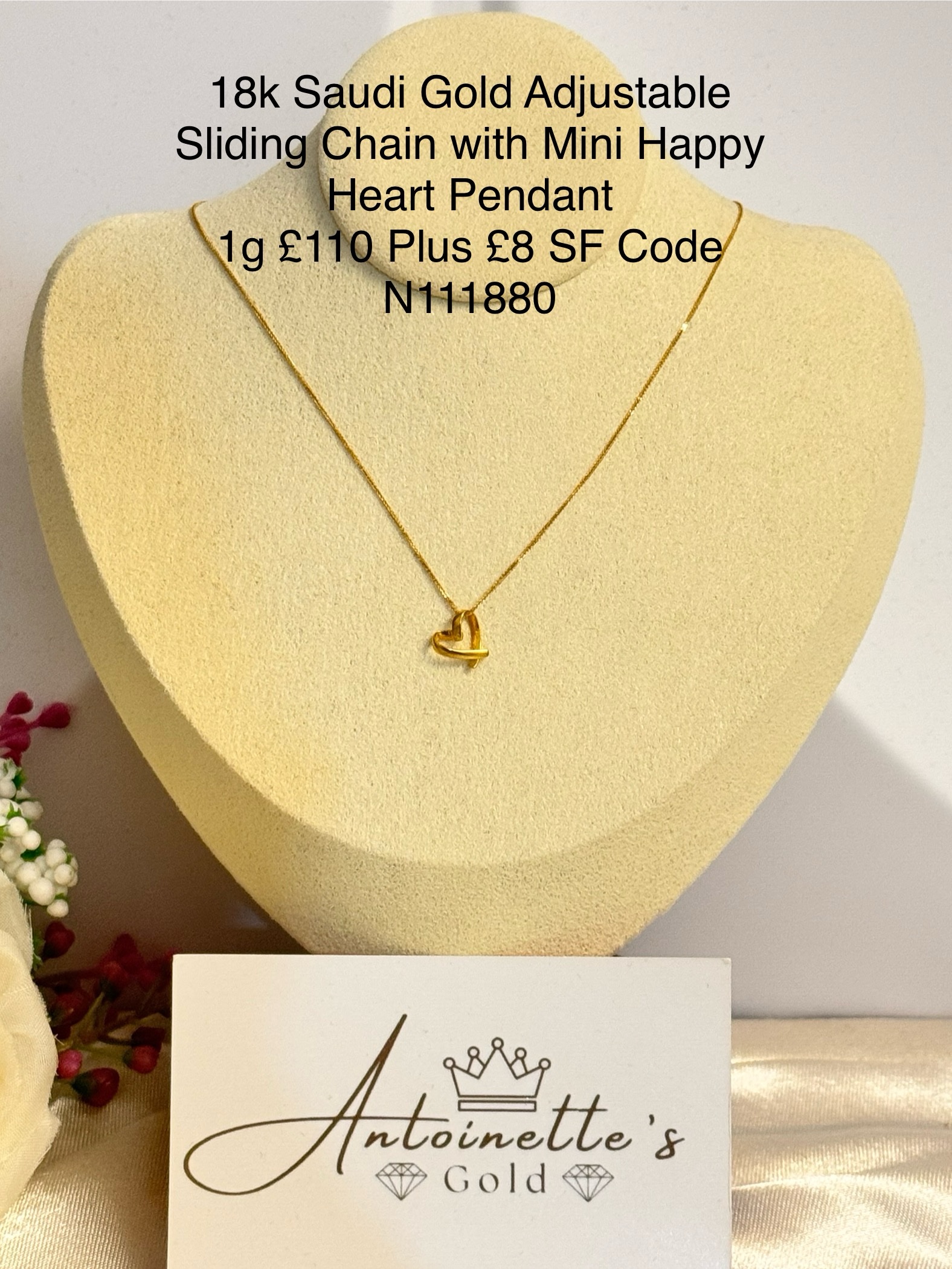 img_8679 N111880 18” Sliding Chain w/ Mini Happy Heart Pendant