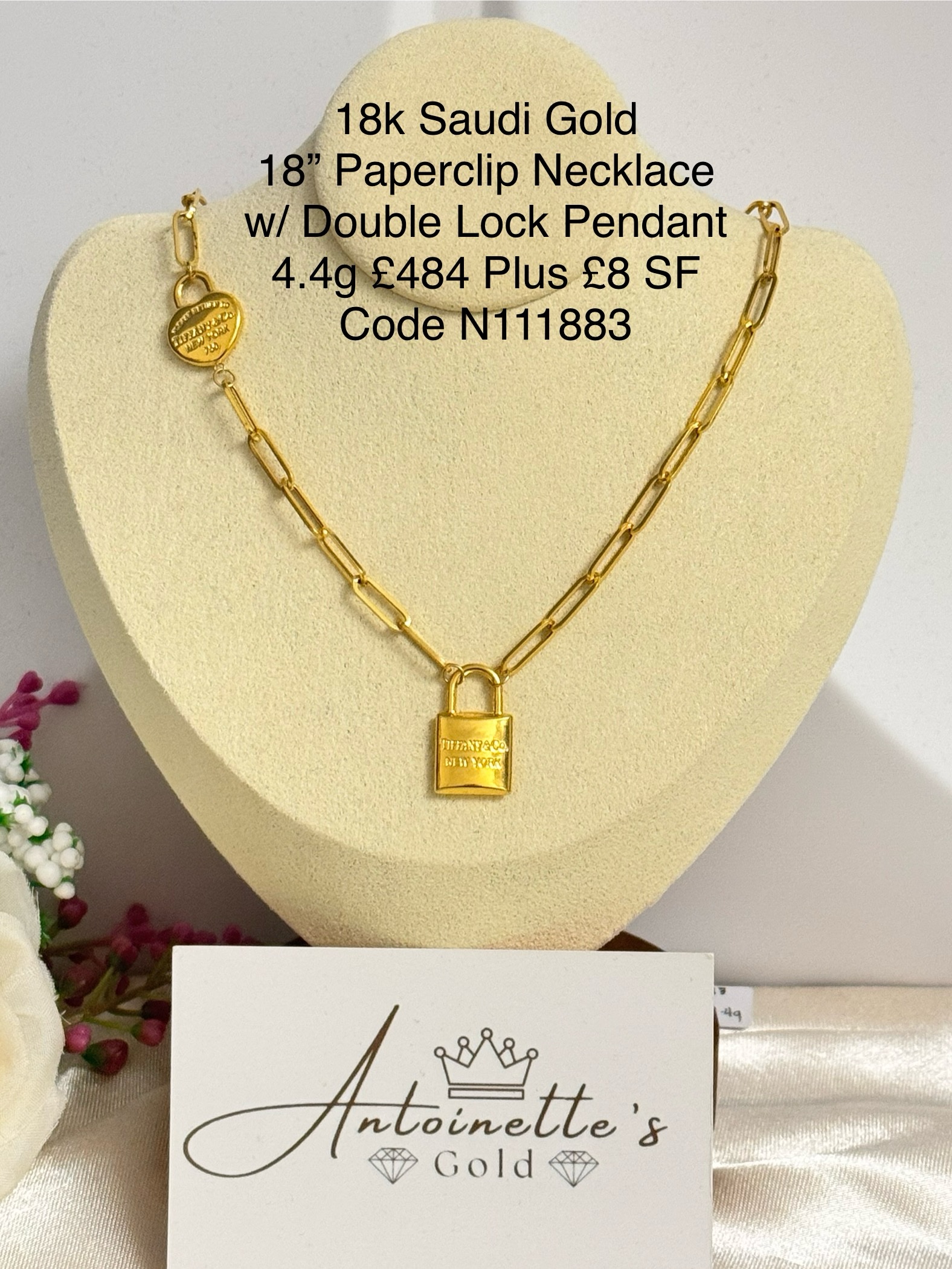 img_8698 N111883 18” Double Lock Paperclip Necklace - Image 3