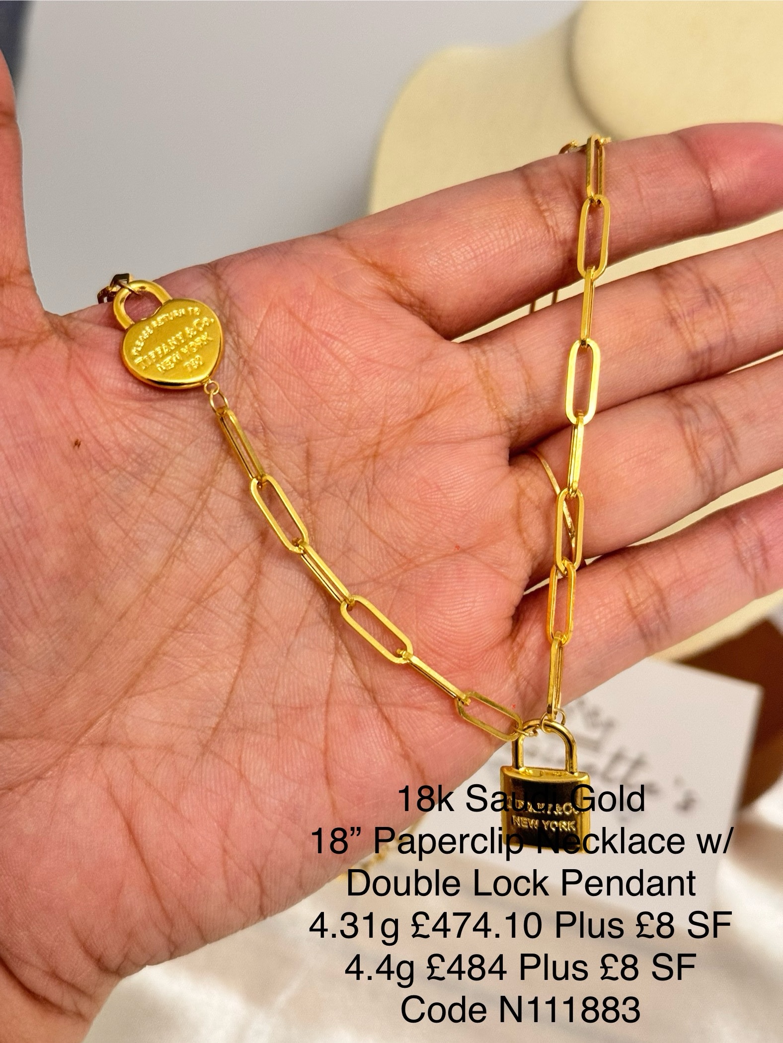 img_8700-4 N111883 18” Double Lock Paperclip Necklace - Image 2