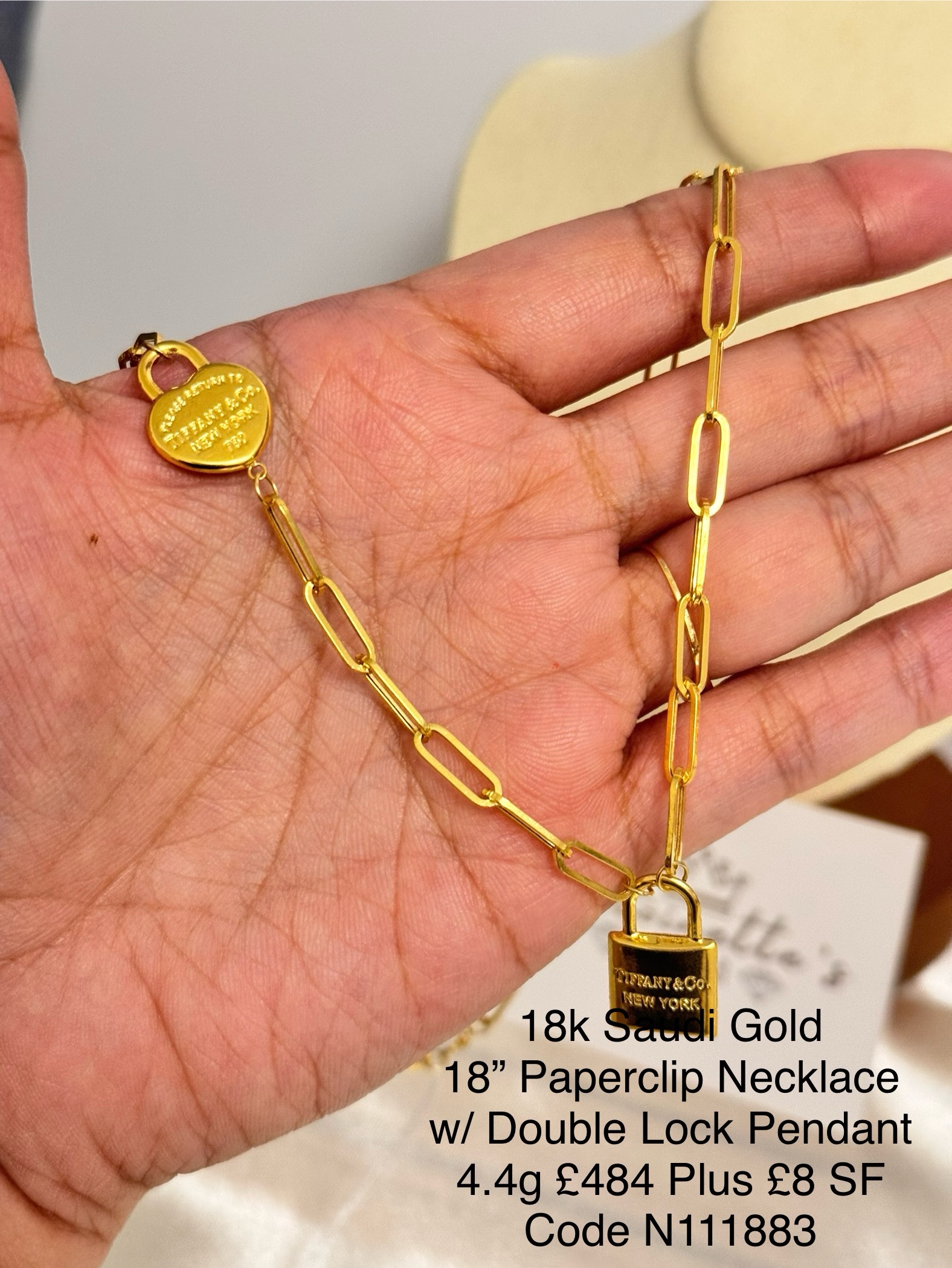 img_8700 N111883 18” Double Lock Paperclip Necklace - Image 4