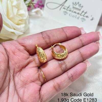 E1283 Diacut Dome Hoop Earrings