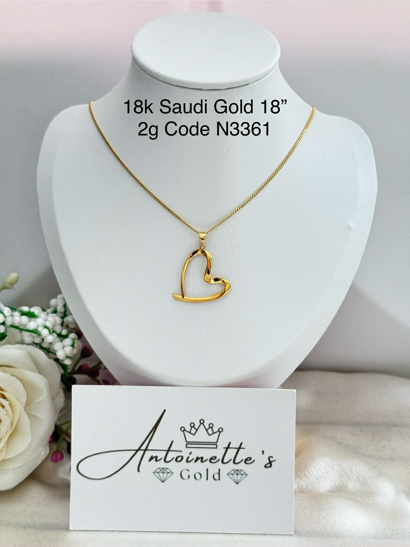 N3361 Japan Chain 18" with Happy Heart Pendant