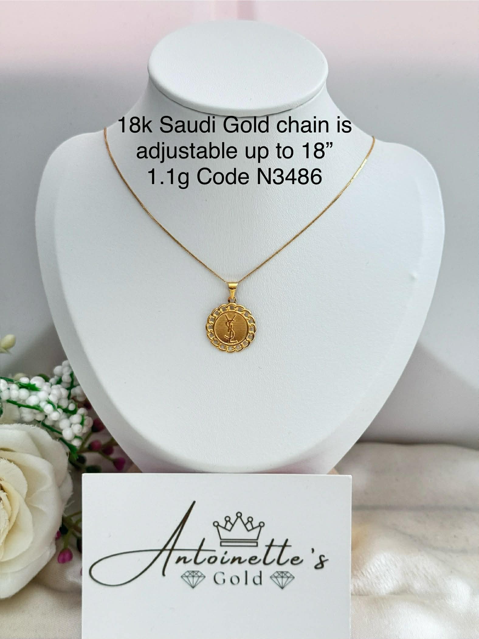 N3486 18k 18” Y S L Inspired Necklace